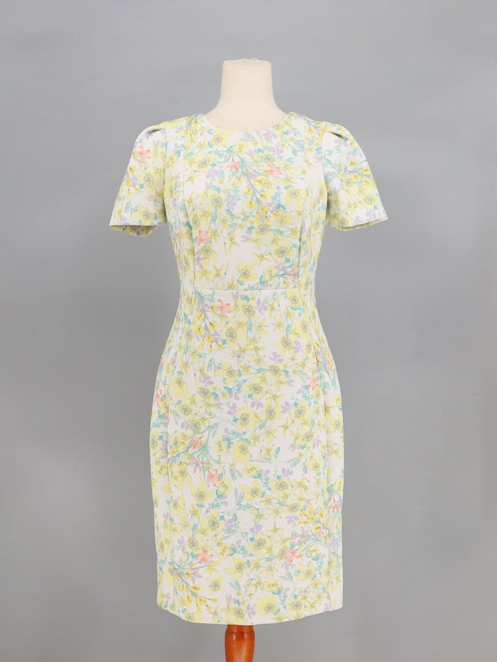 CALVIN KLEIN Floral Tulip Sleeve Sheath Crepe Stretch Dress Size 8